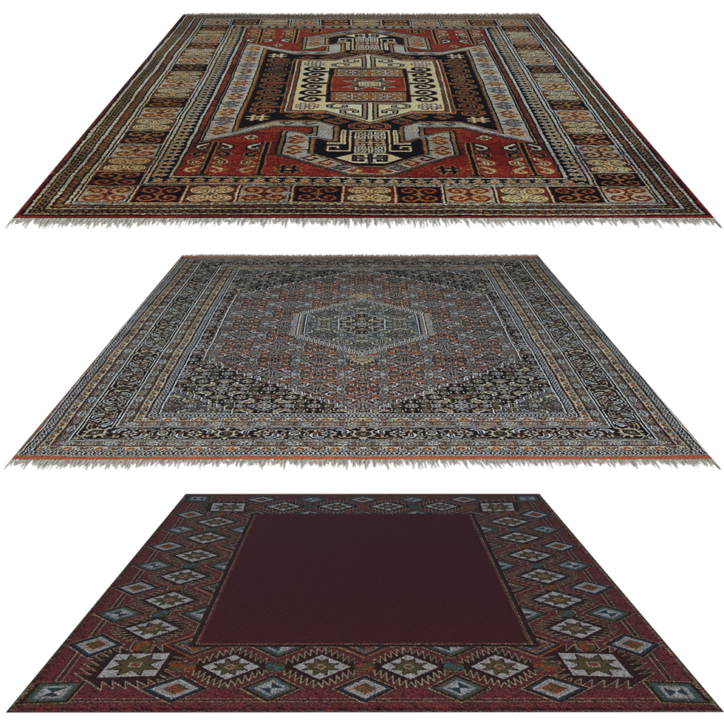 שלושה שטיחים מעוצבים